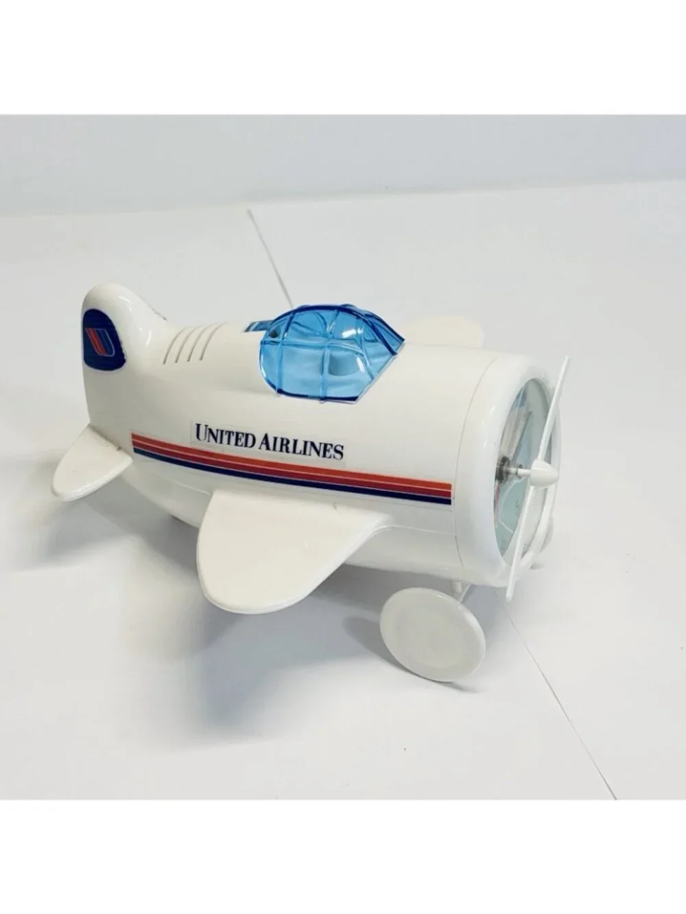 United Airlines VTG  Airplane Desk Alarm Clock Works Propeller Moves